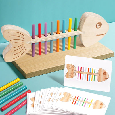 Jouets sensoriels Montessori assortis aux couleurs Bâton d'équilibre en bois Jeu d'entraînement fin Puzzle pour garçons et filles Cadeau d'anniversaire